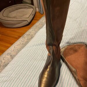 Italian leather and suede unique design boots size 6 1/2.